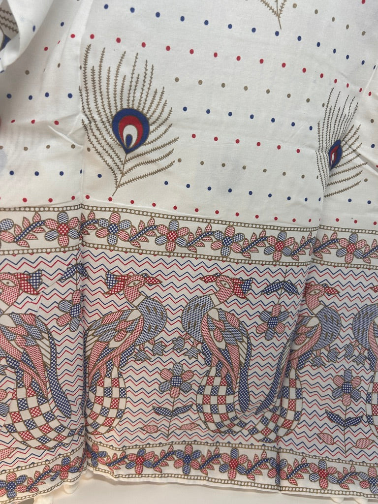 White Peacock Embellished Cotton Kurti / Tunic Top — view 9