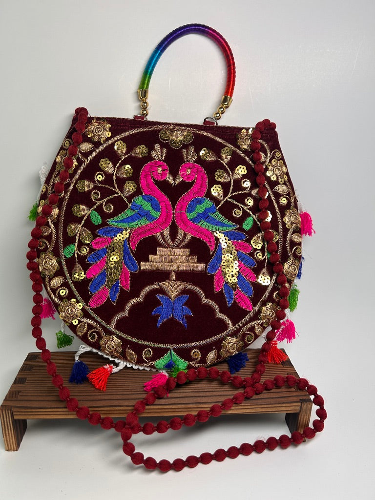 Embroidered Peacock Bag