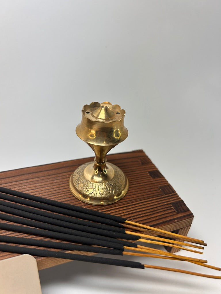 Small Brass Incense Holder — Vented Cap — view 2