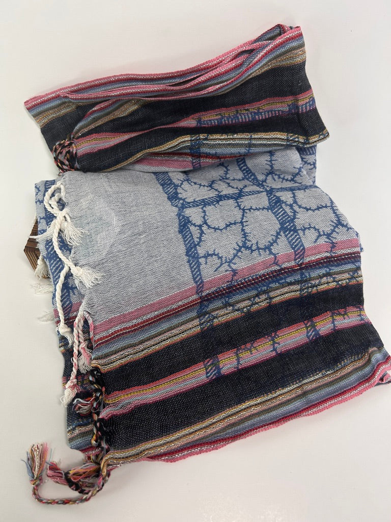 Handwoven Cotton Tassel Scarf / Wrap