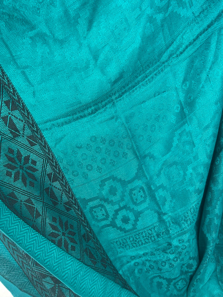 Varanasi Silk Scarf, Teal