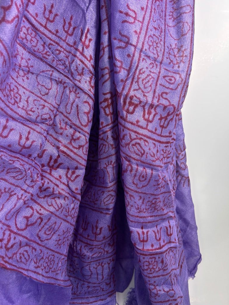 Hand-Stamped Light Mesh Cotton Summer Scarf