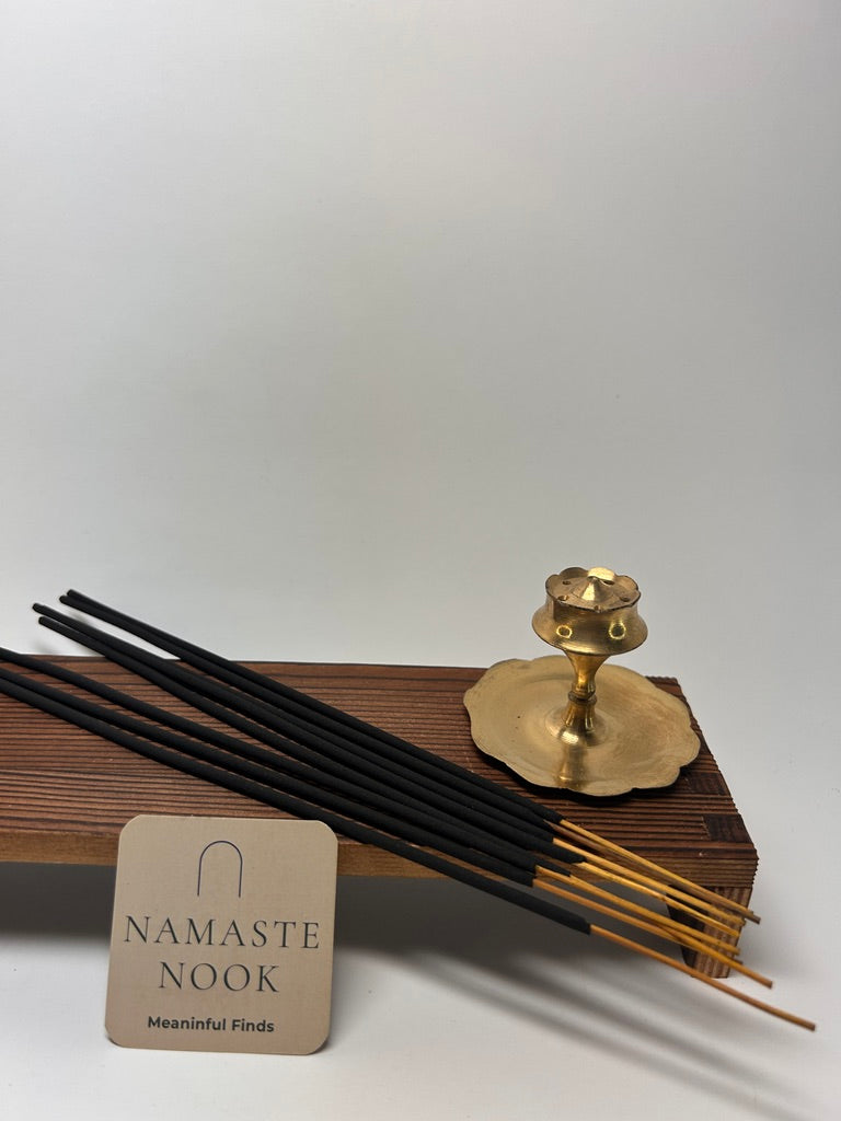 Brass Pedestal Incense Holder — Scalloped Ash Catcher — view 3