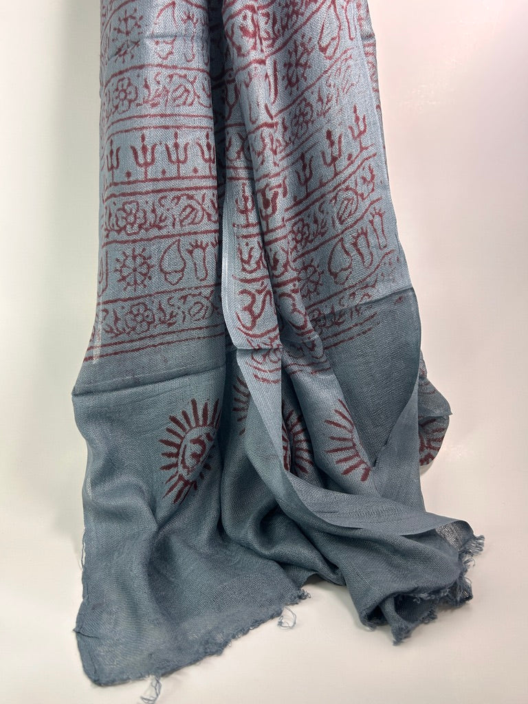 Hand-Stamped Light Mesh Cotton Summer Scarf