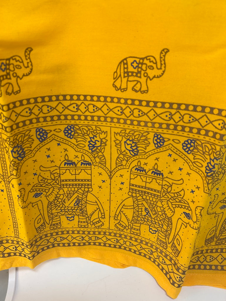 Elephant Border Cotton Short Kurti / Tunic Top, Mustard Yellow — view 6