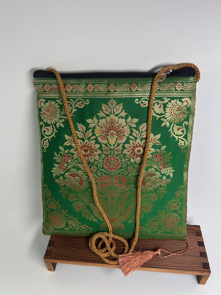 Crossbody Bag – Green, Red & Gold