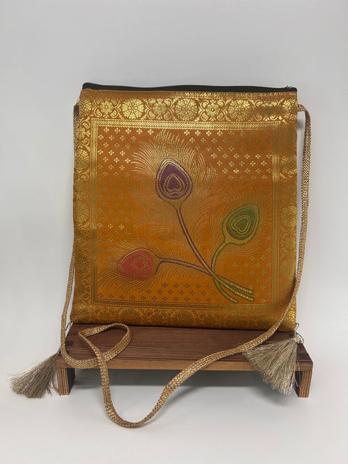 Crossbody Bag – Orange & Gold Peacock