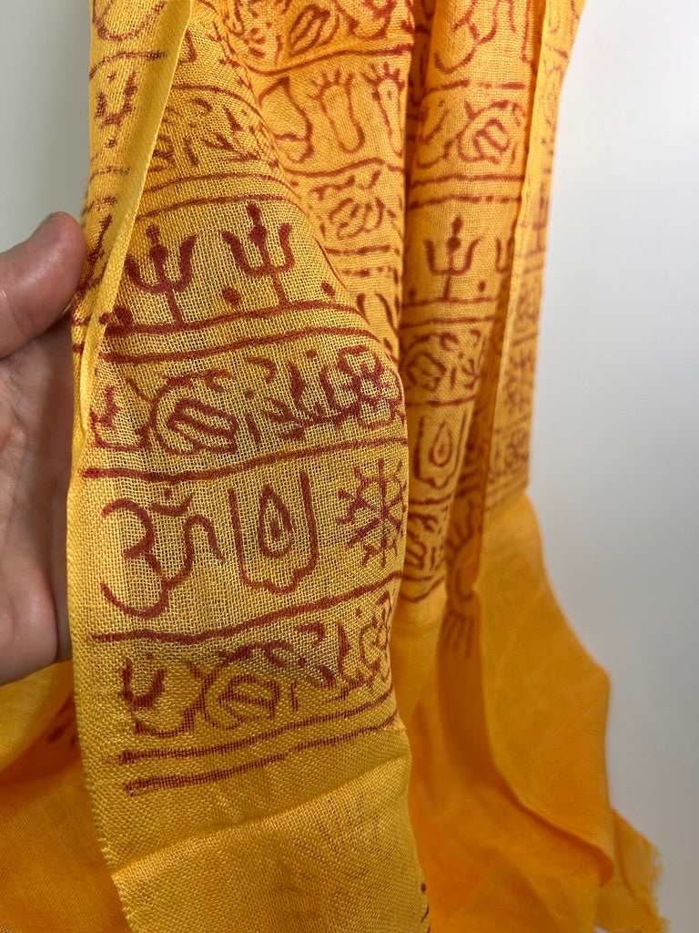Hand-Stamped Light Mesh Cotton Summer Scarf