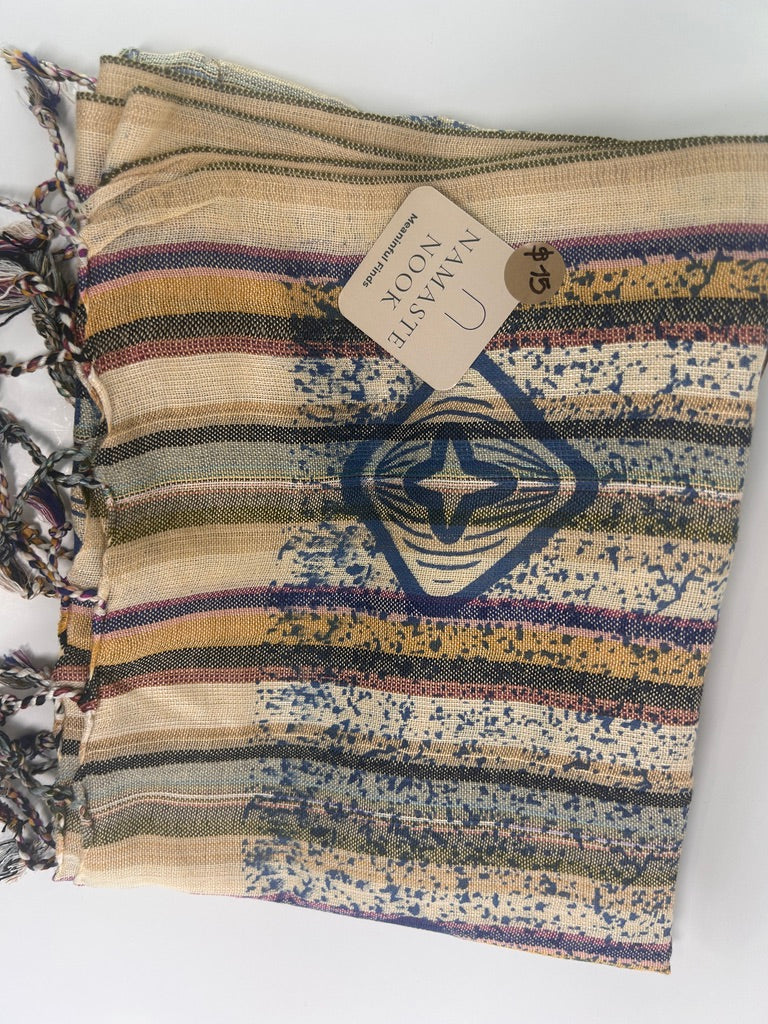 Handwoven Cotton Tassel Scarf / Wrap