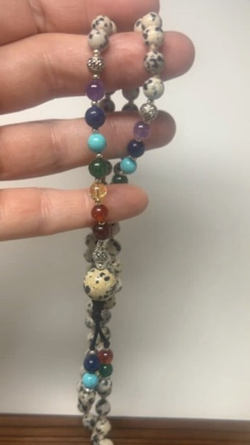 Natural Seven Chakra Energy Mala — Certified Gemstone Meditation Necklace