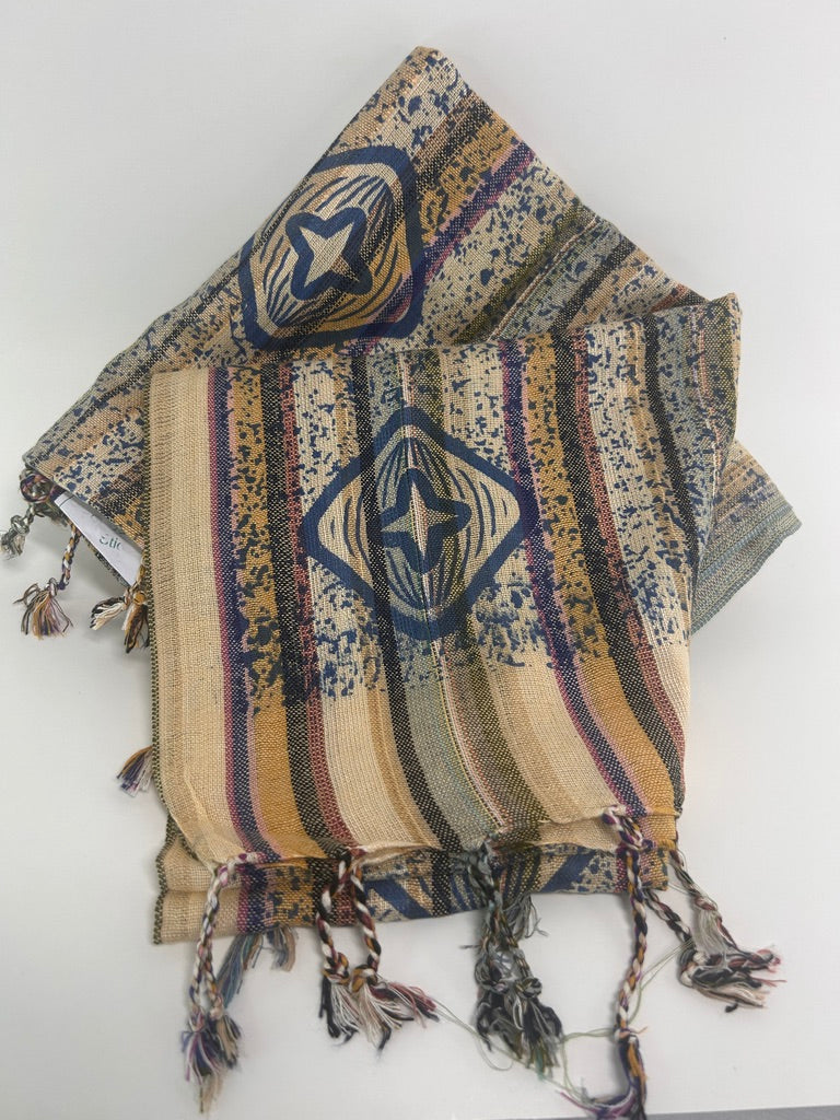 Handwoven Cotton Tassel Scarf / Wrap