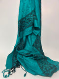 Varanasi Silk Scarf, Teal
