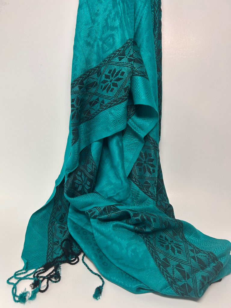Varanasi Silk Scarf, Teal