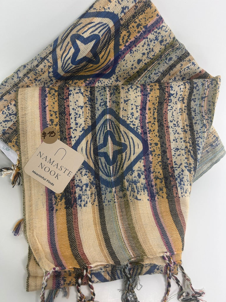 Handwoven Cotton Tassel Scarf / Wrap
