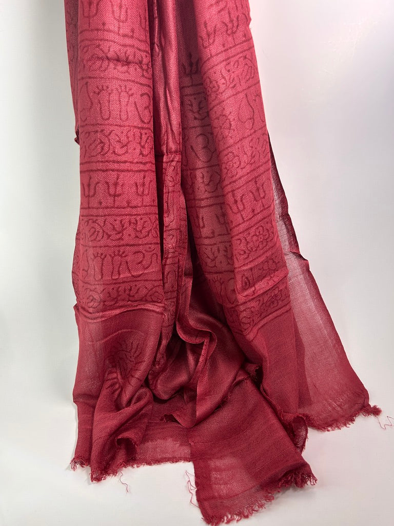 Hand-Stamped Light Mesh Cotton Summer Scarf