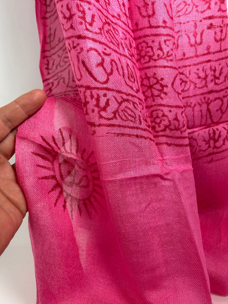 Hand-Stamped Light Mesh Cotton Summer Scarf
