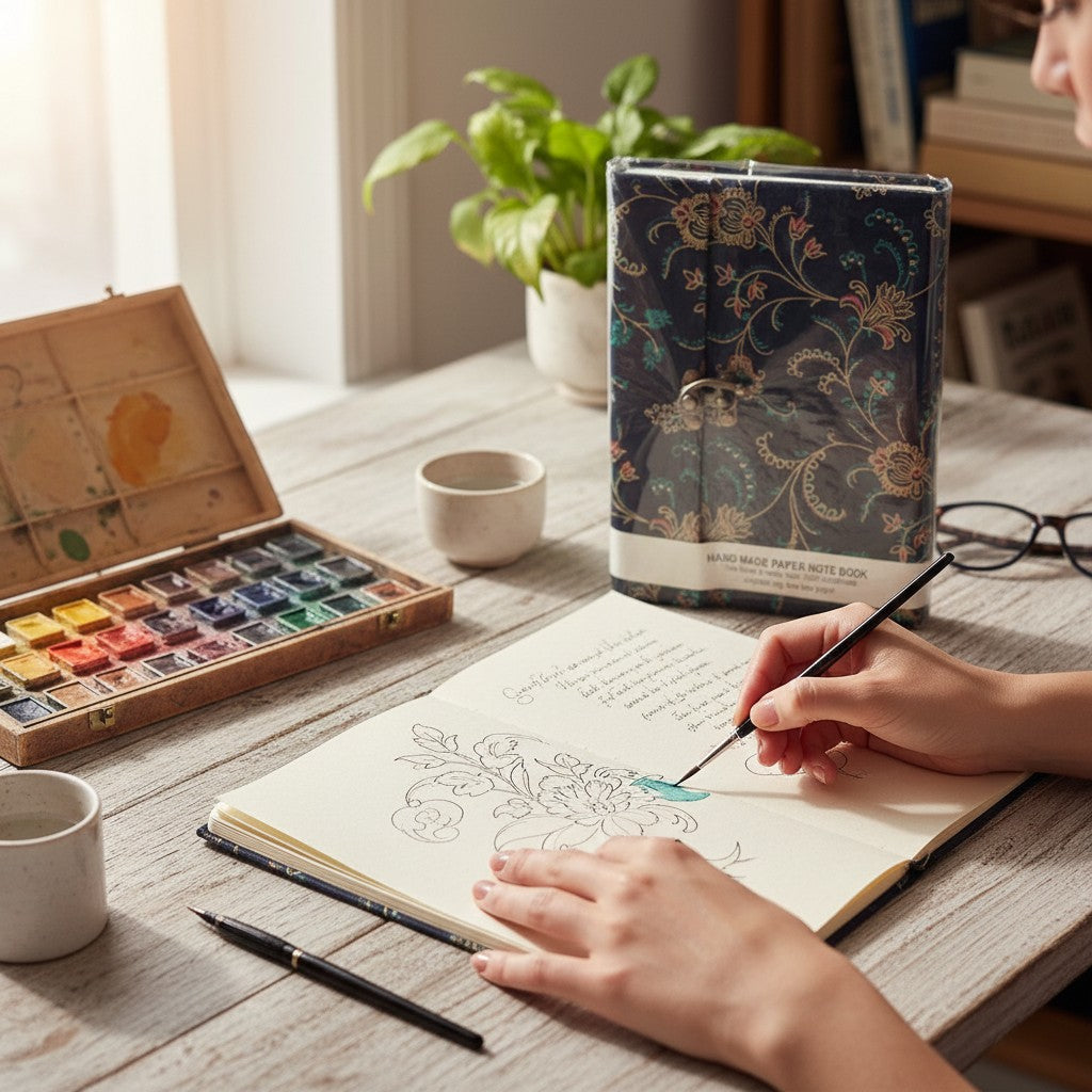 Handmade Recycled Rag Paper Journal — 6 × 8 in