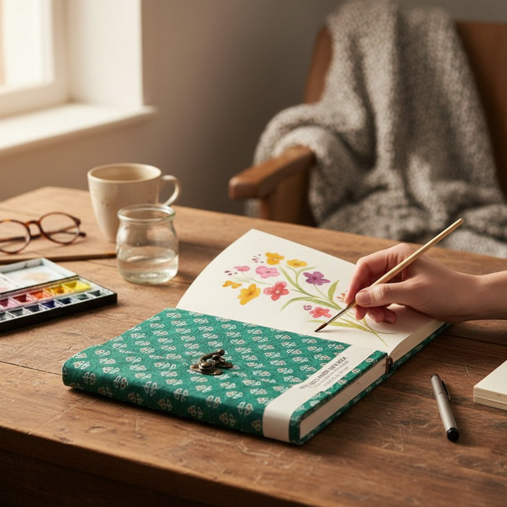 Handmade Recycled Rag Paper Journal — 6 × 8 in