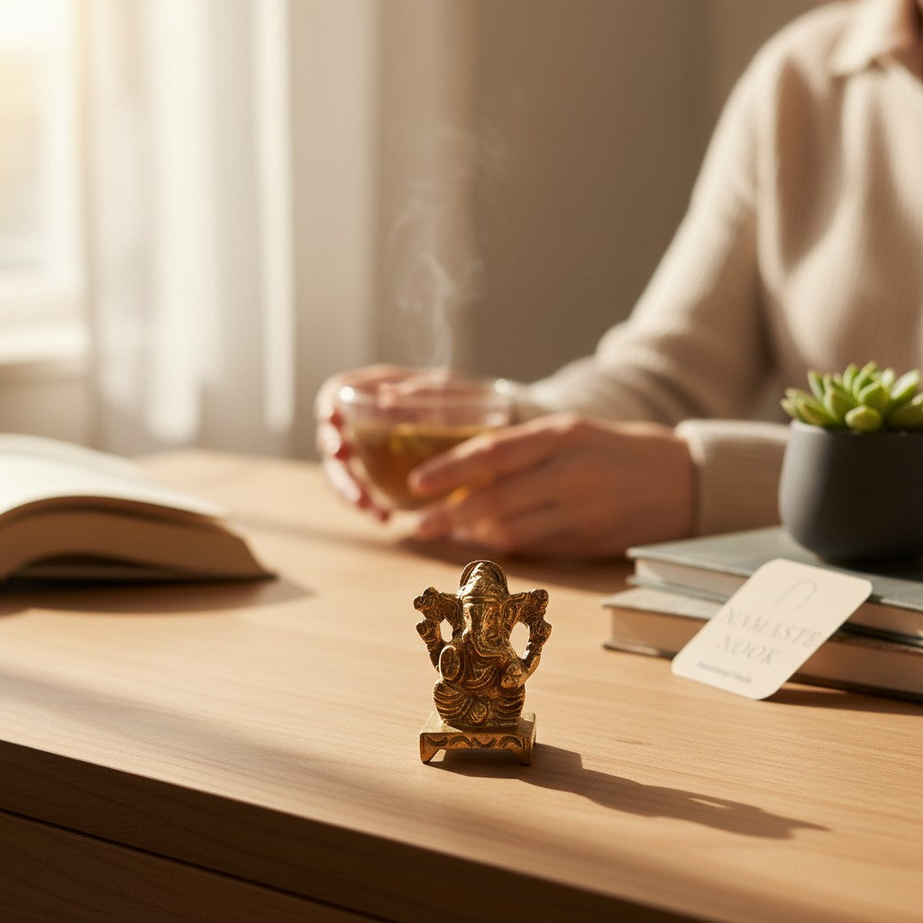 Small Brass Ganesh Altar Figure — view 1